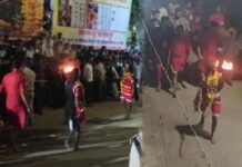 तलवार लेकर निकलीं देवी, खप्पर यात्रा में शामिल हुए उपमुख्यमंत्री विजय शर्मा